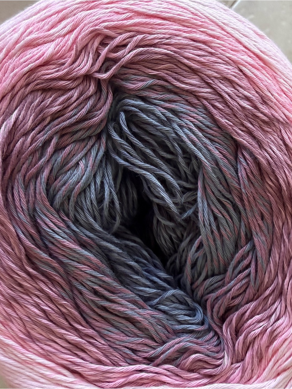 YarnArt Rosegarden Soft Pink/Gray Cotton Cake-Like Yarn